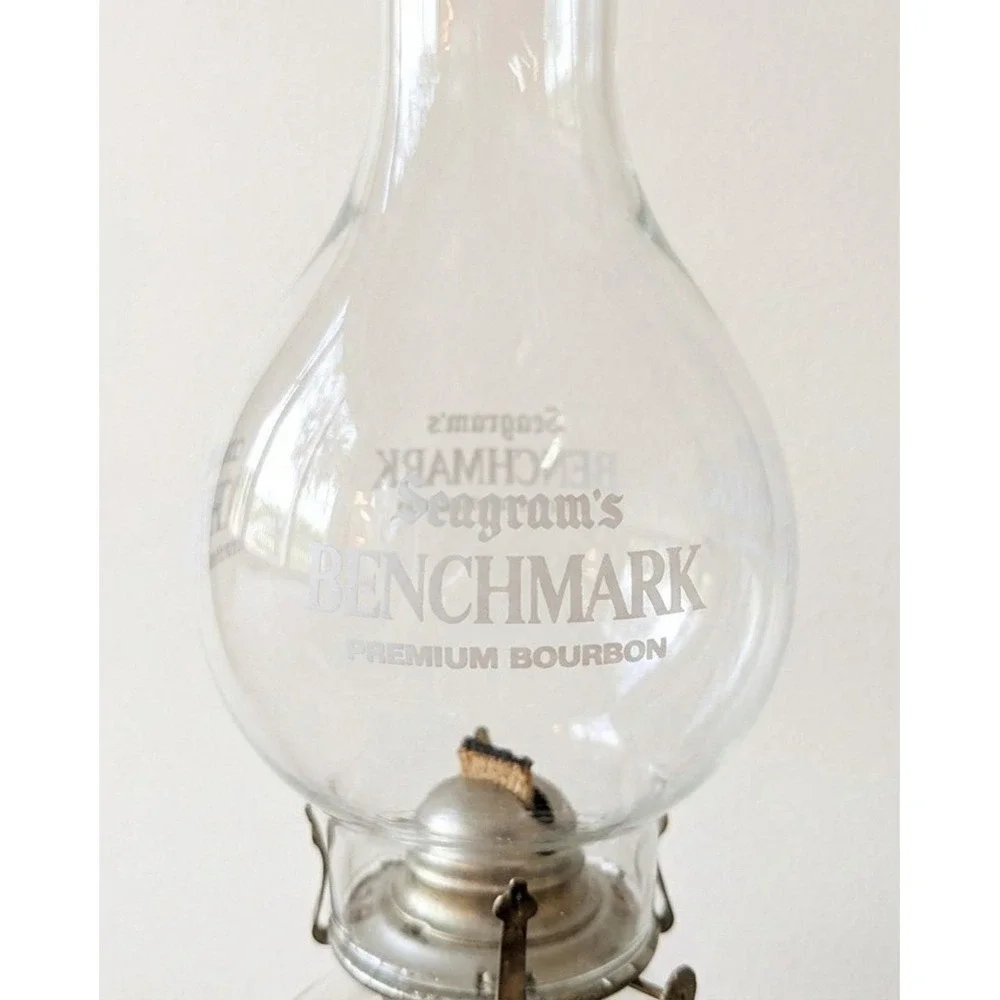 Hurricane Lamp Seagram's Benchmark Premium Bourbon Logo, Man Cave16.5